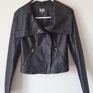 Neiman Marcus Cropped Faux Leather Jacket Size XS
